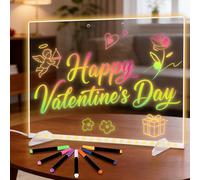 LED Drawing Board, LED Note Board with 8 Colours, 6 Lighting Modes, EUBSWA Acrylic Writing Board with Battery Pack, Complete Gift Box Set with Accessories, LED Painting Board Children, Drawing, Memo