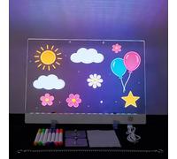 LED Drawing Board,Light Up Acrylic Board with 5 Light Modes,25x35cm LED Doodle Glow Note Boards with 7 Markers,Stand&Hanging Chain,Rechargeable Drawing Lamp for Holiday Birthday Christmas Gifts