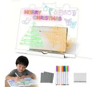 LED Drawing Board,Light Up Acrylic Board with 7 Colors Pens,Magic Led Note Boards with Stand Acrylic Rewritable Doodle Pad for School Home Office Cafe