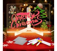 LED Drawing Board, Light Up Drawing Screen, Rewritable Acrylic LED Message Board with 7 Colors Pen, with Rag and Stand, for School, Cafe, Home, Office, Christmas
