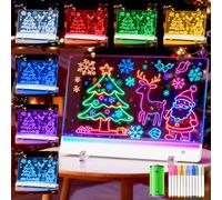 Led Drawing Board Note Board Drawing Pad with Colors, Led Light Board Light Up Writing Board Drawing Tablet Luminous Note Board for Doodle Glow with 12 Colors Pens 30CM*20CM, Gift Idea, White