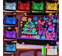 Led Drawing Board Note Board Drawing Pad with Colors, Led Light Board Light Up Writing Board Drawing Tablet Luminous Note Board for Doodle Glow with 12 Colors Pens 30CM*20CM, Gift Idea, Black