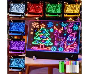 Led Drawing Board Note Board Drawing Pad with Colors, Led Light Board Light Up Writing Board Drawing Tablet Luminous Note Board for Doodle Glow with 12 Colors Pens 30CM*20CM, Gift Idea, Black