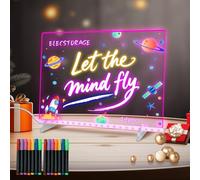 Led Drawing Board with 10 Light Modes, Reusable Magic Board with 14 Color Pens for Kids, Light Up Acrylic Doodle Glow Board Ideal for Festivities,35 * 25cm