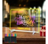 Led Drawing Board with 10 Light Modes,Reusable Magic Board with Color Pens for Kids, Light Up Acrylic Board for Doodle Glow,35 * 25cm (V-14P)