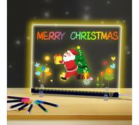 LED Drawing Board with 12 Color Markers, Acrylic Dry Erase Board with LED Light, Clear Glow Memo, Writable Night Light, Portable & Reusable for Home, Kids, Decor & Creativity (11.8"x8.5"B)