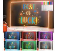 Led Drawing Board with 12 Color Pens, Led Drawing with 7 Light Modes, 30 * 20cm Luminous Rewritable Acrylic Message Board for School Home Cafe Office