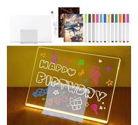 LED Drawing Board with 12 Colors Pen, 30x20cm Crylic Light up Drawing Board Kids with Stand, Erasable Cloth and Tracing Book for Kids School Home Cafe Office