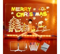LED Drawing Board with 12 Colors Pen, 30x20cm Led Light Note Message Board, Acrylic Luminous Neon LED Writing Message Noteboard, Light Up Magic Led Note Board for Kids School Home Cafe Office