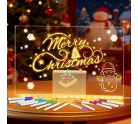 LED Drawing Board with 12 Colors Pen, 30x20cm Magic Note Board for Kids Writing Message, Acrylic Message Marker Board with Stand for Kids School Home Cafe Office Advertising Board