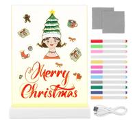 LED Drawing Board with 12 Colors Pen, 30x22cm Acrylic Led Light Note Message Magic Board, Desktop Dry Erase Light up Memo, Arts Doodle Glow Glowboard Gift for Kids Home School Office