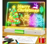 LED Drawing Board with 12 Colors Pen, Rechargeable Led Light Note Message Magic Board, Acrylic Dry Erase Light Up Memo, Illuminated Wordpad Arts Doodle Glow Gift for Kids (35x20cm)
