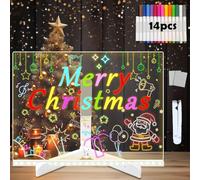 LED Drawing Board with 14-Colour Pen, Magic Board for Kids, Acrylic Dry-Erase Glowing memo Art Doodle Magic Board Light up, Suitable for Offices