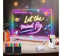 Led Drawing Board with 6 Light Modes, Reusable Magic Board with 14 Color Pens for Kids, Light Up Acrylic Doodle Glow Board Ideal for Festivities,35 * 25cm