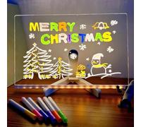 LED Drawing Board with 7 Colors Pen, 11.8 x 7.9in Led Light Note Message Board, Acrylic Dry Erase Light up Memo Arts Doodle Desktop Note Illuminated Wordpad Gift for Kids School Home Cafe Office