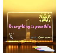 LED Drawing Board with 7 Colors Pen, 11.8 x 7.9in Led Note Message Board, Acrylic Dry Erase Light up Memo Arts Doodle Desktop Note Illuminated Wordpad for School Home Cafe Office