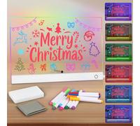 LED Drawing Board with 7 Colors Pen, 30x20cm 4 Modes & 6 Colors LED Note Board with Colors, Acrylic Dry Erase Light Up Drawing Board Kids for School Office Cafe Home