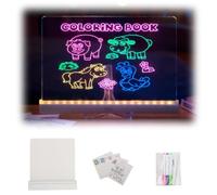 Led Drawing Board with 7 Colors Pen/Stand, 11.8 x 7.9in Led Light Note Message Board, Acrylic Dry Erase Board, Light up Message Board Memo Board for Room, Office, Store, Festival, Gift (White)