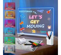 Led Drawing Board with 8 Colors 6 Light Modes, Led Note Board with Light Up for Kids, Rewritable Acrylic Magic Message Board Gift Set, 35 * 25cm