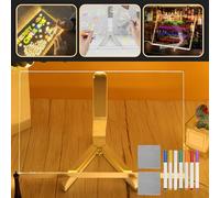 Led Drawing Message Board - Light Up Acrylic Dry Erase Board 30 x 20CM - Led Note Board with Colors with 7 Pen - Arts Doodle Notepad for Desk Office Cafe School Home Easter Gifts