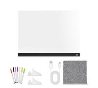 LED Drawing Note Board - USB Acrylic Writing Pad Erasable with Seven Color Pens, Message Stand | Illuminated Memo Display Tablet for Office School Classroom Home Apartment Travel Use