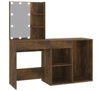(Smoked oak) vidaXL LED Dressing Table & Cabinet Engineered Wood Furniture Multi Colours