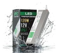 LED Driver, 120W 12V Lighting Transformer, 100-240V AC to 12V DC IP67 Waterproof 10A LED Power Supply Constant Voltage Adapter for Outdoor Garden Strip Lights LEDS Lighting Shed Light
