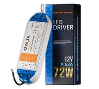 LED Driver 12V 72W, Transformer 90-240V to 12V DC 6.2A, Constant Voltage Power Supply Adapter, Low Voltage Converter for Strip Light, Downlight and G4, MR11, MR16 Light Bulb (72W)