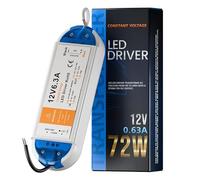 LED Driver 12V 72W, Transformer 90-240V to 12V DC 6.2A, Constant Voltage Power Supply Adapter, Low Voltage Converter for Strip Light, Downlight and G4, MR11, MR16 Light Bulb (72W)