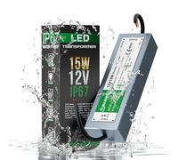 LED Driver, 15W 12V Lighting Transformer, 90-250V AC to 12V DC IP67 Waterproof 1.25A Power Supply Constant Voltage Adapter for Outdoor Garden Strip Lights LED Bulbs Lighting Projects