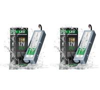 LED Driver, 15W 12V Lighting Transformer, 90-250V AC to 12V DC IP67 Waterproof 1.2A LED Power Supply Constant Voltage Adapter for Outdoor Garden Strip Lights LEDS Lighting Shed Light (Pack of 2)