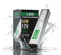 LED Driver, 50W 12V Lighting Transformer, 100-240V AC to 12V DC IP67 Waterproof 4.2A Power Supply Constant Voltage Adapter for Outdoor Garden Strip Lights LED Bulbs Lighting Projects