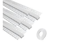 LED Drywall Profile, 5 x 1 m Bendable Aluminium Profile for LED Strips, Flexible Drywall Aluminium LED Profile, LED Strip Profiles with Long Silicone Diffuser