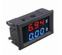 LED Dual Digital Voltmeter Ammeter 0-100V DC Voltage Current Tester with Red Blue Display, 10A 50A 100A Variants, Compact Panel Gauge for Battery Monitoring Shunt Included on Higher Models(10A)
