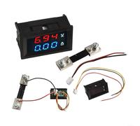 LED Dual Digital Voltmeter Ammeter 0-100V DC Voltage Current Tester with Red Blue Display, 10A 50A 100A Variants, Compact Panel Gauge for Battery Monitoring Shunt Included on Higher Models(100A)