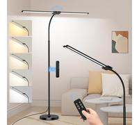 LED Dual Head Floor Lamp with 50 Light Mode, Dimmable Gooseneck Tall Standing Lamp with Remote & Gesture Control, 14W Bright Eye-Caring Floor Lamps for Living Room,Bedroom,Piano Room,Home Office