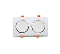 LED Dual-Head Square Grille Recessed Ceiling Downlight for Mall Corridor Hallway Flush Mount Spot Light Fixture(White(5W),Warm Light)