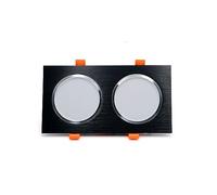 LED Dual-Head Square Grille Recessed Ceiling Downlight for Mall Corridor Hallway Flush Mount Spot Light Fixture(Black(18W),Warm Light)