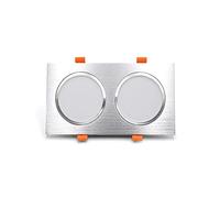 LED Dual-Head Square Grille Recessed Ceiling Downlight for Mall Corridor Hallway Flush Mount Spot Light Fixture(Silver(12W),White Light)