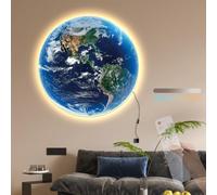 LED Earth 3D Wall Light with Remote Control Lamp Modern Dimmable 2700K-6500K Sconce Switch Plug Bedside Art Deco Living Room Night Bedroom