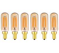 LED Edison Bulb 4W T25/T8 Filament Light Bulb, Tubular Light Bulb, 350Lm Dimmable 4W Equivalent to 40W, Warm White 2300K, E14 Base, Pack of 6 (Amber)