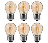 LED Edison Bulb Dimmable Vintage Filament Light Antique Style G45 6W(60W Incandescent Equivalent Replacement) E27 Screw Base LED Golfball Bulbs Warm White Amber 2200K 6pack (6)