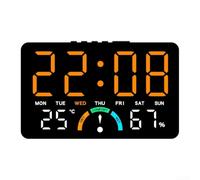 LED Electronic Clock with Large Display, Temperature, Humidity, Date, Day of the W larm Clock, Comfort Display, Table or Wall Mounted for Bedroom, Office, White (Orange)