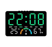 LED Electronic Clock with Large Screen, Digital Alarm Clock Displaying Time Date Temperature Humidity Comfort Level, Comfort Level Indicator(Green)