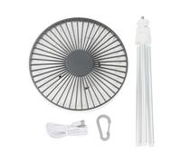 LED Equipped Portable Camping Fan powered by a 4000mAh Rechargeable Battery for Nighttime Use (B)