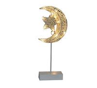 LED Exquisite Rattan Lamp Beautiful Night Light for Festival Wedding Party Office Home Decoration Hand-Woven Wicker Moon+Star/Star/Heart Shaped Desktop Lamp -Christmas Festival Gift (Moon)