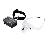 LED Eyelash Extension Magnifying Glass for Makeup, Headband Magnifier Glasses with 6 Detachable Lenses, Close Work Reading Glasses for Jewelry Crafts Repair