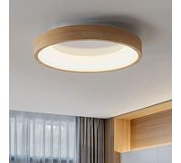 LED F Mount Ceiling LightModern Wood & Acrylic Design No Flicker Ceiling Fixture EnergyEfficient Indoor Lighting for Hallway Bedroom Living Room (D: 40cm 6000K)