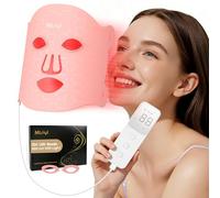 LED Face Mask 324 LEDs Red Light Therapy Mask, Calm Clear Looking Skin, 7 Light Modes & 3 Brightness Levels, Rechargeable Remote with 2000mAh Battery, Suitable for Both Home and Travel