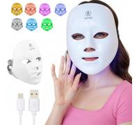 LED Face Mask for At-Home Skincare, 7-Colour Beauty Red Light LED Masks for Relaxing Facial Care, Full-Face Rechargeable Beauty Accessory with 90 LED Lights, Lightweight & Comfortable Design